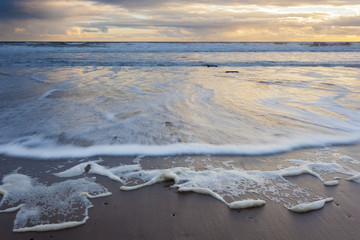 Druridge Bay, Northumberland, England, UK, at dawn. Designated an area of outstanding natural beauty.