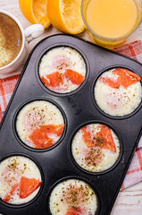 Muffin tin baked eggs recipe. Breakfast.