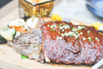 pork rib and beef steak