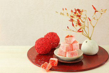 Japanese persimmon marmalade. Japanese seasonal sweets.