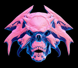 Monster skull design on a black background for Halloween. 3D illustration
