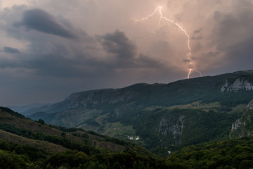 Night storm and lightning in Apuseni Mountains, Romania