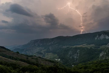 Papier Peint photo Orage Night storm and lightning in Apuseni Mountains, Romania