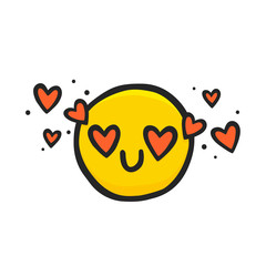 Cartoon smile emotion in love isolated vector emoji illustration