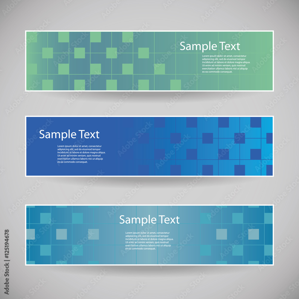 Poster banner or header design with abstract blue checkered pattern