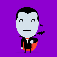 Cartoon style Dracula halloween costume vector illustration