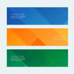 clean geometrical style minimal banners set with three different