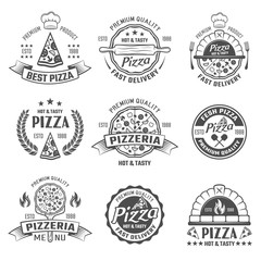 Pizzeria Black White Emblems