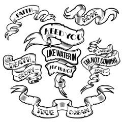 Ribbon Banners With Letterings Set