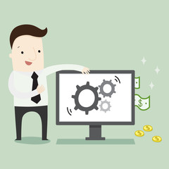 Passive income from internet ,vector illustration business cartoon