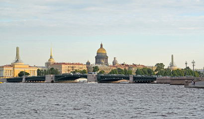 View of the Palace Bridge, St. Isaac's Cathedral, Admiralty in t