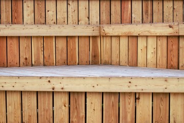 Bench consisting of vertical and horizontal wooden planks