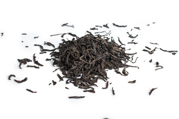 loose dried tea. On white, isolated background.