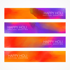 colorful holi banners set