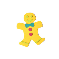 Gingerbread man paper cut on white background - isolated