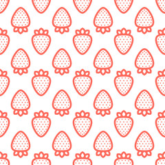 Outline graphic style strawberry seamless vector pattern white