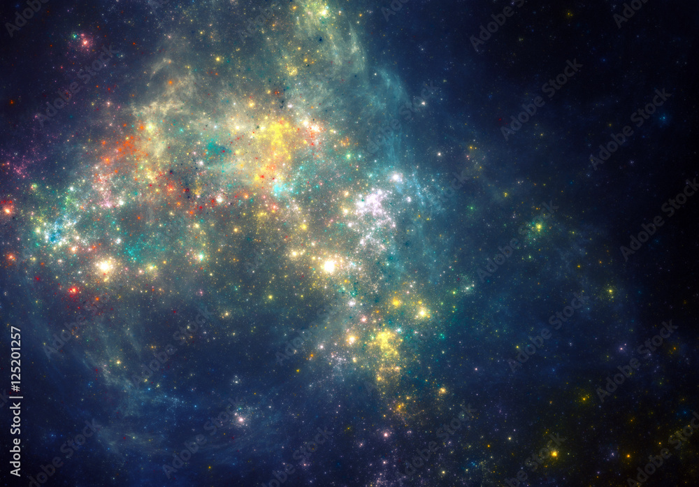 Wall mural deep space nebula with stars.