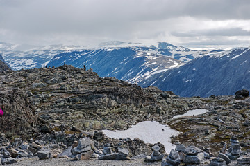 Fototapeta na wymiar Nordic vista seen from Mt. Dalsnibba near Geiranger in Norway