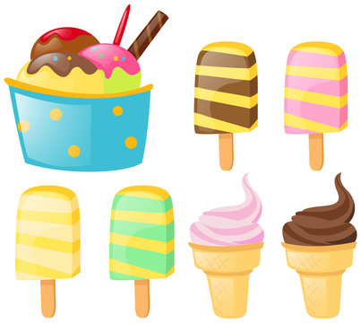 Ice cream and popsicles set