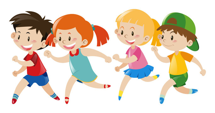 Group of kids running
