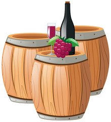 Red wine on barrels