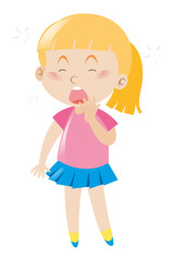 Girl in pink shirt yawning