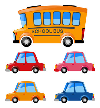Cars and school bus set