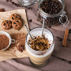 coffee latte with chocolate sprinkles