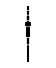 black silhouette jack connector with cable vector illustration