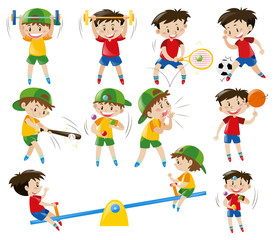 Boys doing different sports