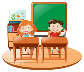 Two students in classroom