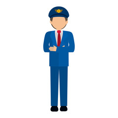 silhouette front captain pilot in color vector illustration