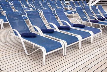 Fototapeta premium Leisure - Lounge Chairs on Deck of Cruise Ship