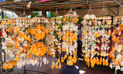 Miscellaneous seashells collection for sale at beach shops in Yangjiang, China