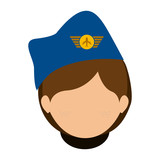 "silhouette front face woman flight attendant vector 