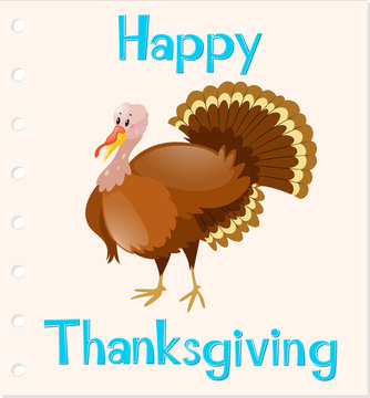 Thanksgiving card template with wild turkey