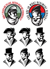 set of patterns of one man as swindler, adventurer, gangster, captain, pirate, gentleman