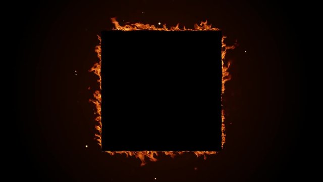 Burning Square Frame in Flames