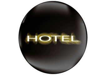 Hotel sign on a black background