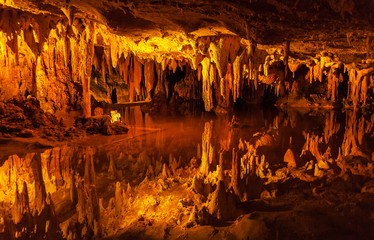 Stalactites and stalagmites of  Luray cave, Virginia, USA - 125205682