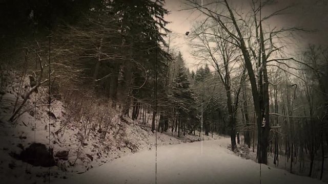 Winter road Czech Republic.
