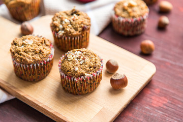 Carrot cupcakes with oat flour and cranberries