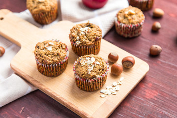 Carrot cupcakes with oat flour and cranberries