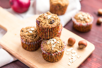 Carrot cupcakes with oat flour and cranberries