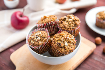Carrot cupcakes with oat flour and cranberries