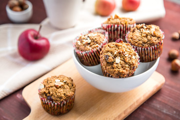 Carrot cupcakes with oat flour and cranberries