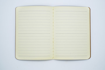Open Blank Page notebook and white background