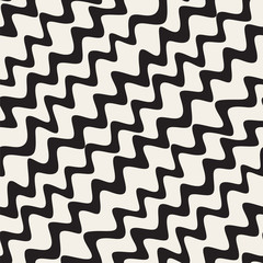 Vector Seamless Hand Drawn Wavy Diagonal Stripes Pattern