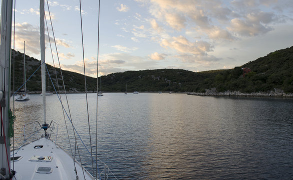 Fototapeta View from the yacht on the sea in summer day