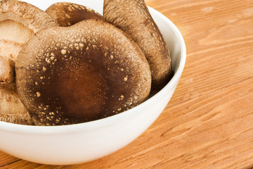 Shiitake mushrooms in a bowl
